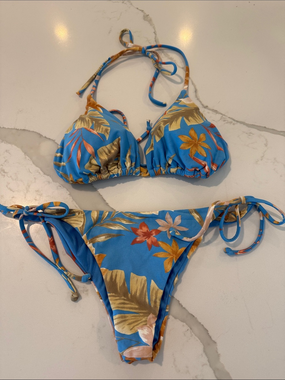 Billabong Blue Floral String Bikini